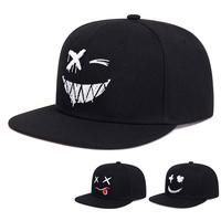Cartoon Unisex Ghost Face Embroidered Hip Hop Hat Outdoor Adjustable Sunscreen Leisure Hat Travel Tourism Beach