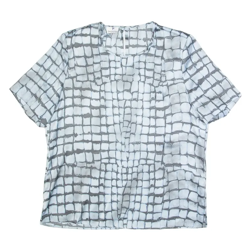 FRANKENWALDER Womens Printed Top Blue Geometric L