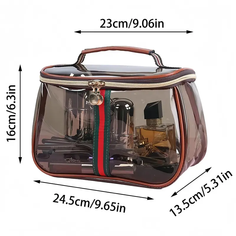 New Retro Vintage Vanity Bag, 1 Count Waterproof Transparent Travel Organizer, Cosmetic Storage Bag for Toiletries & Cosmetic...