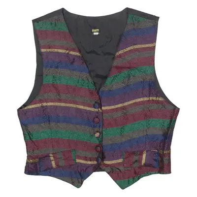 FANTY Womens Blazer Waistcoat Purple Viscose 80s Striped M