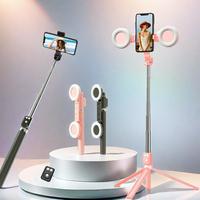 Retractable Phone Tripod with Dual Beauty Fill Lights, Portable Selfie Stick with BT Remote Control for Live Streaming, Smart...
