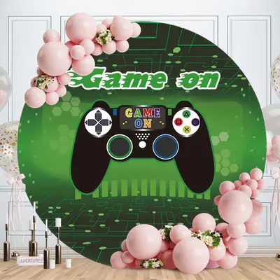 Aperturee Handle Green Circle Happy Birthday Backdrop For Party | Round Backdrop For Birthday Party | Circle Party Backdrop |...