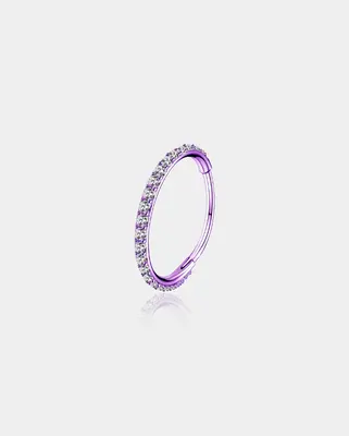 20G CZ Colorful Hinged Segment Nose Ring - Purple / 5mm
