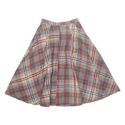 Womens A-Line Skirt Red Midi Check XXS