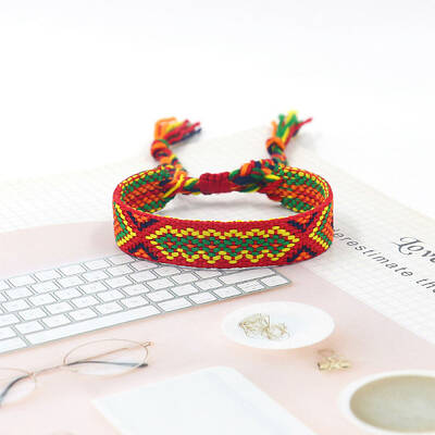Polyester Braided Rhombus Pattern Cord Bracelet