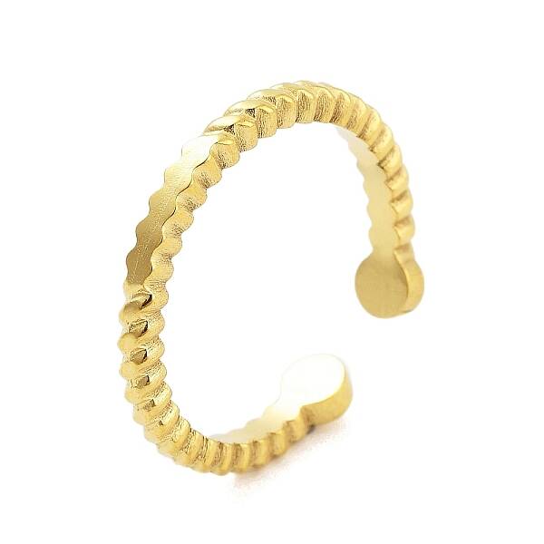 Real 18K Gold Plated 304 Stainless Steel Open Cuff Rings for Women