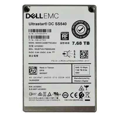 Dell 0KD9W7 | 7.68TB 2.5-inch 12GB/s SAS Triple-Level Cell Read-Intensive (512e) Hot-Pluggable Solid State Drive for PowerEdg...