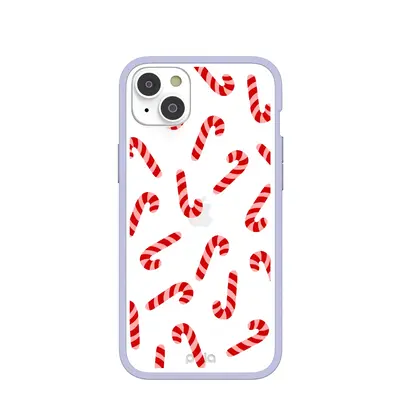Clear Candy Cane Chaos iPhone 14 Plus Case With Lavender Ridge