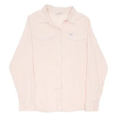 COLUMBIA Womens Shirt Pink Striped Long Sleeve L