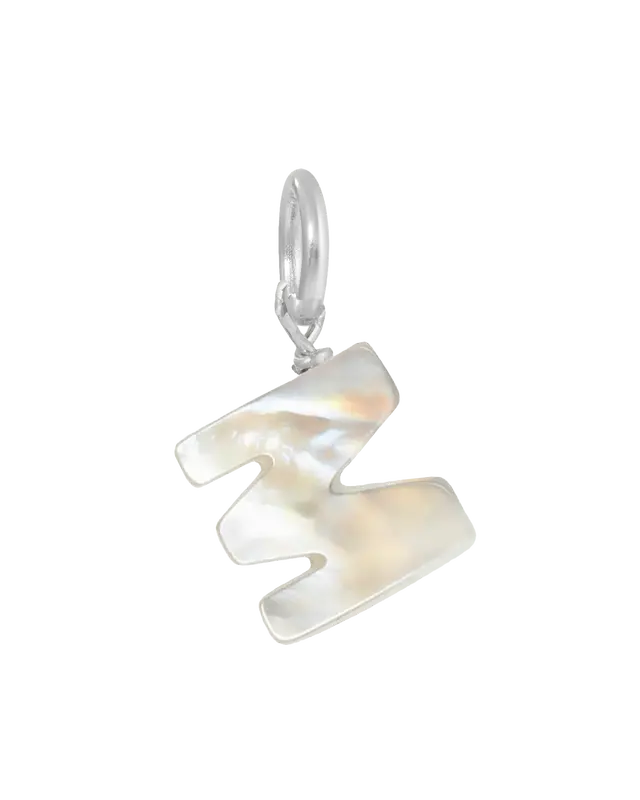 MOP Letter Charm | Metal Color: Silver | Letter: M