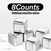8 Counts Whiskey Stones Gift Set with Tongs, Reusable Stainless Steel Quick Chilling Rocks for Scotch, Bourbon, Cocktails and...