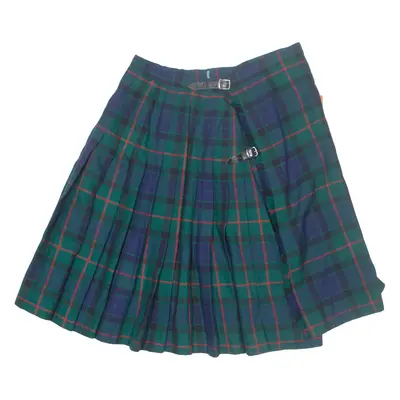 JAMES PRINGLE Womens Pleated Skirt Green Midi Check UK 20