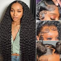 Pizazz 220 Density Deep Wave Lace Front Wig Human Hair Pre Plucked Pre Bleached 13x6 HD Lace Frontal Wig With Baby Hair Affor...