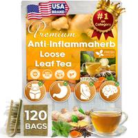Anti-Inflammatea Loose Leaf Tea Bags with Ginger, Turmeric, Peppermint, Black Pepper, Cinnamon. Biodegradable Tea Bags. Sugar...