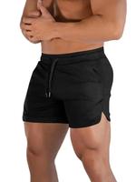Men's Solid Drawstring Waist Split Hem Mesh Shorts, Regular Fit Casual Breathable Pocket Shorts for Summer, Men's Bottoms for...