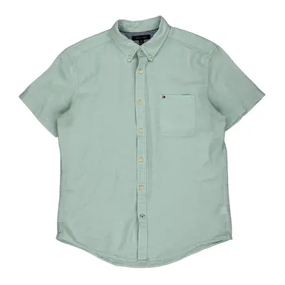 Tommy Hilfiger Short Sleeve Shirt - XL Blue Linen Blend