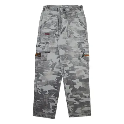 Camo Cargo Mens Trousers Grey Regular Straight W29 L30