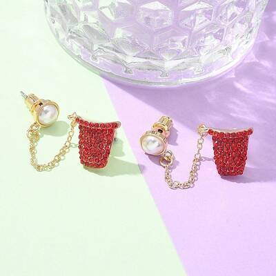 Brass Micro Pave Cubic Zirconia Stud Earrings