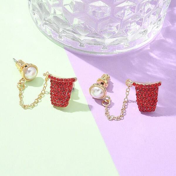 Brass Micro Pave Cubic Zirconia Stud Earrings