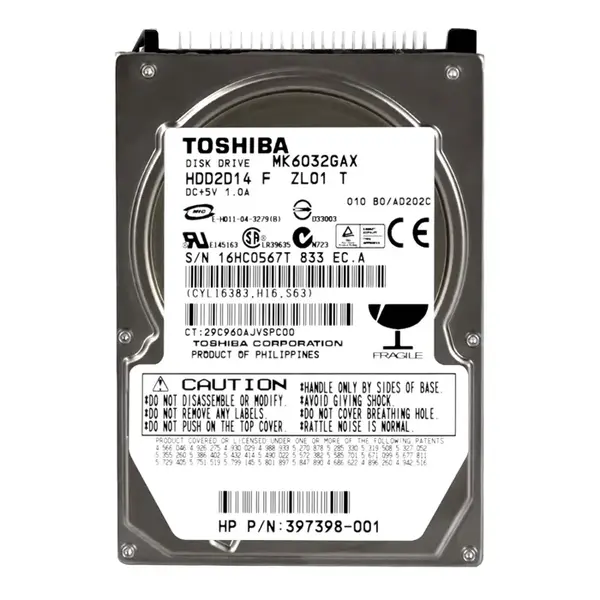 397398-001 HP 60GB IDE Ultra ATA/100 (ATA-6) 5400 2.5-inch Hard Drive