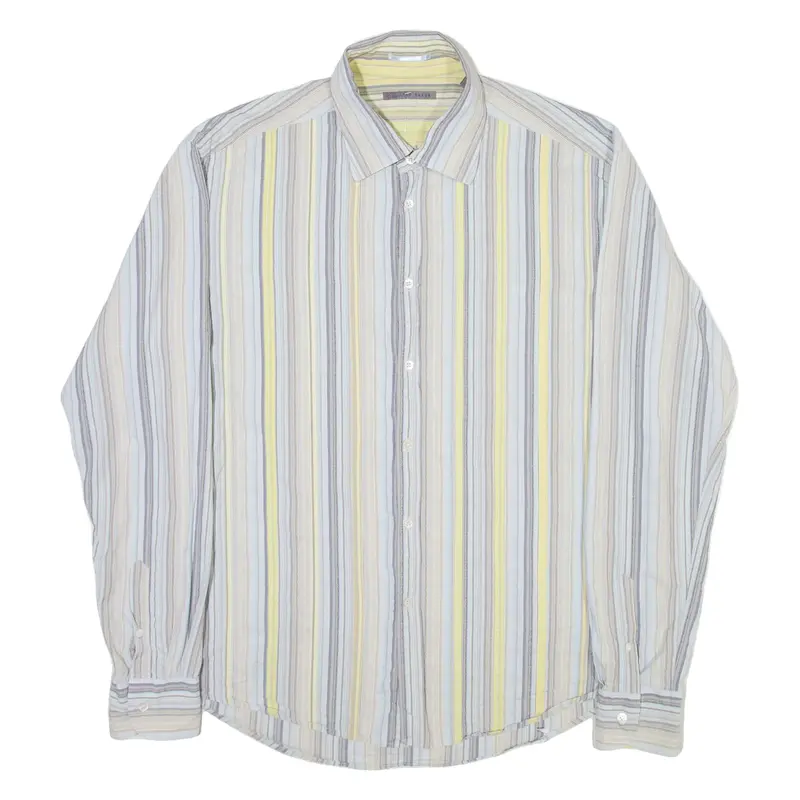 TED BAKER Mens Shirt Grey Striped Long Sleeve M