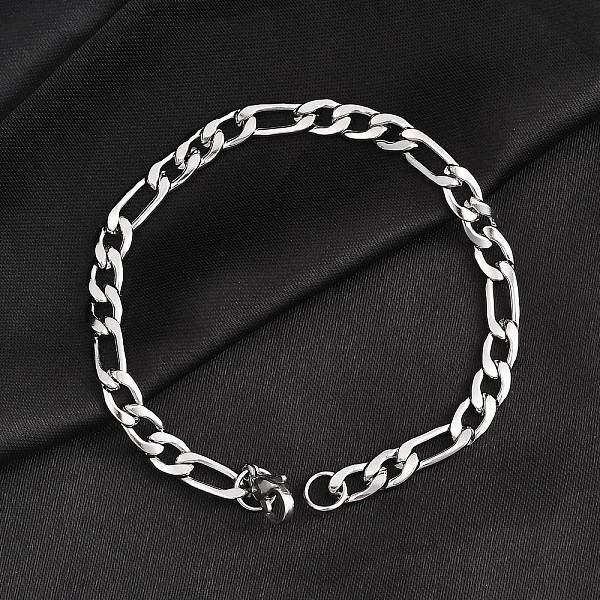 Tarnish Resistant Trendy Women's 304 Stainless Steel Figaro Chain Bracelets