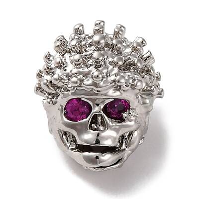 Skull Shape Rack Plating Brass with Cubic Zirconia Beads