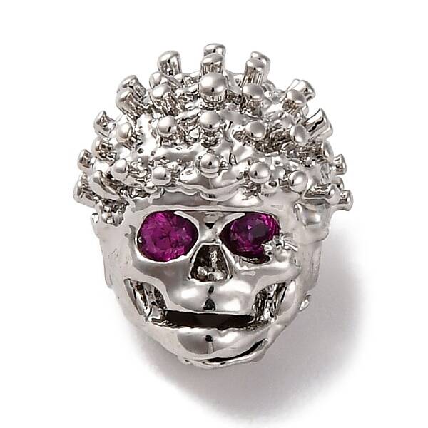 Skull Shape Rack Plating Brass with Cubic Zirconia Beads