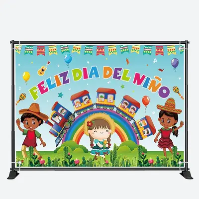 Rainbow Feliz Dia Del Nino Children Day Backdrop - Aperturee