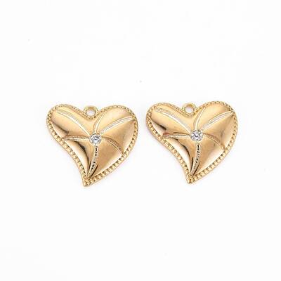 Brass Micro Pave Clear Cubic Zirconia Charms