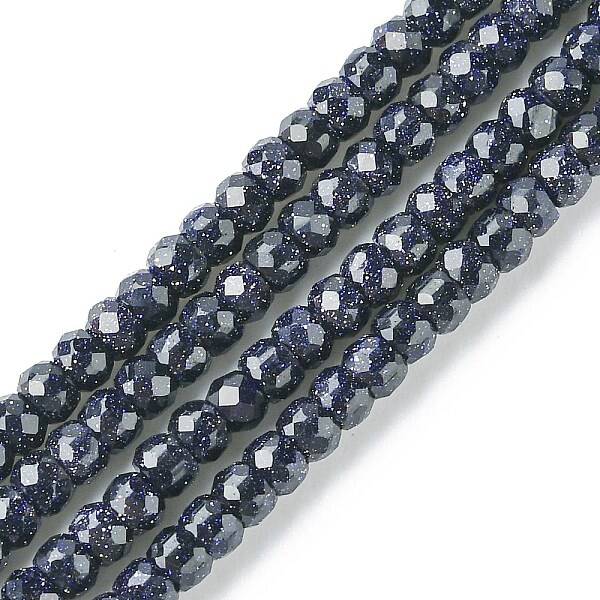 Synthetic Blue Goldstone Beads Strands
