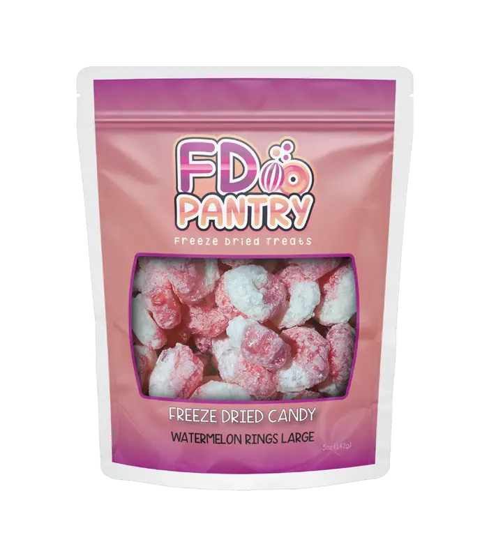 Freeze-Dried Crunchy & Sweet Candy Watermelon Gummy Rings Snack Fruit Flavor Bite Candies watermelon candy