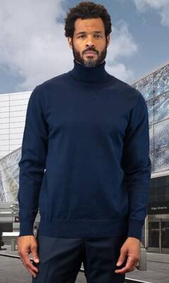 Mens Sweater Navy - Wool And Cashmere Fabric