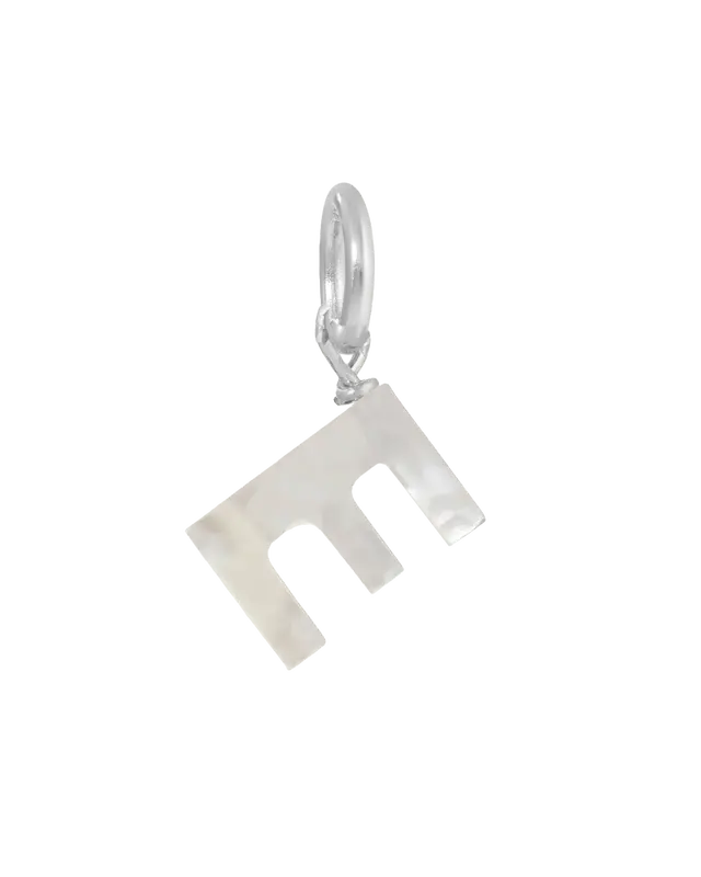MOP Letter Charm | Metal Color: Silver | Letter: E