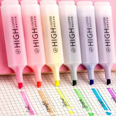 Multicolor Highlighters, 6 Counts Highlighter Pens, Mixed Color Highlighter, Drawing Noting Highlighting Pen for Students, Sc...