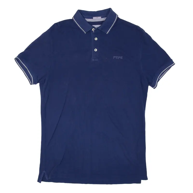PEPE JEANS Slim Polo Shirt Blue Short Sleeve Mens M