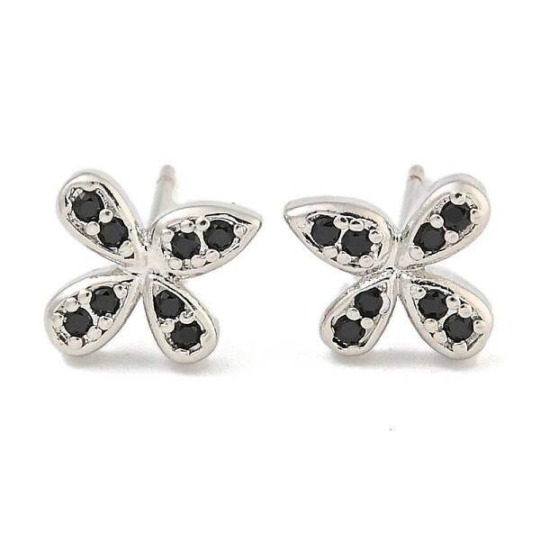 Rack Plating Brass Micro Pave Clear Cubic Zirconia Stud Earrings