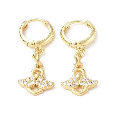 Clear Cubic Zirconia Angel Dangle Hoop Earrings