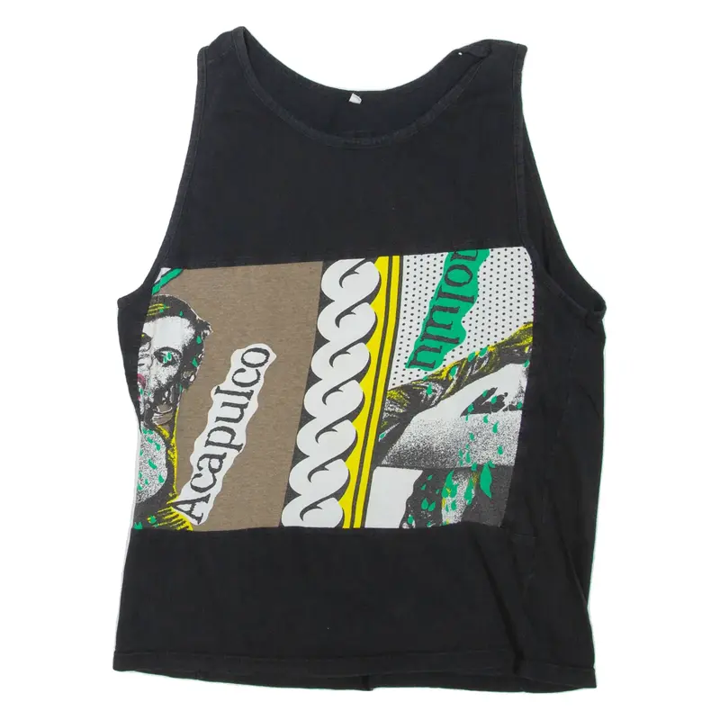 Mens Vest Black Sleeveless M