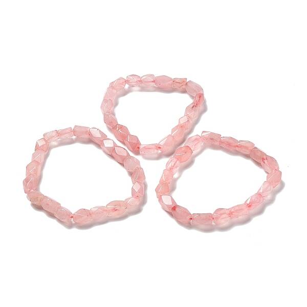 Natural Rose Quartz Nugget Beaded Stretch Bracelet