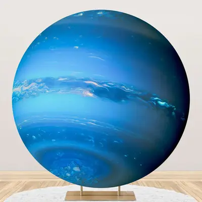 Circle Blue Neptune Top View Texture Birthday Backdrop - Aperturee