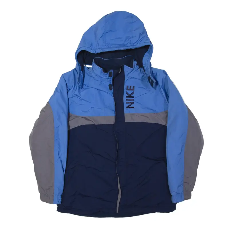 NIKE Reversible Fleeced Coat Blue Nylon Colourblock Boys XL