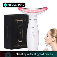 Festival Gifts, 3 Color LED Facial Massager, Beauty Neck Instrument, Skin Care Face Massager, Vibration for Skin Care and D...