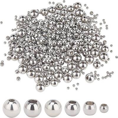 330Pcs 6 Style 202 Stainless Steel Beads