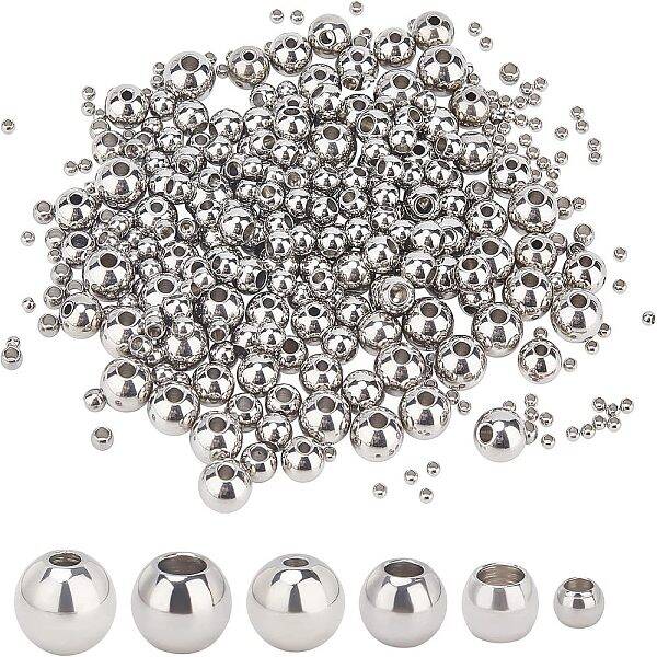 330Pcs 6 Style 202 Stainless Steel Beads