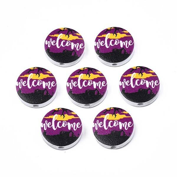 Halloween Printed Natural Wood Beads