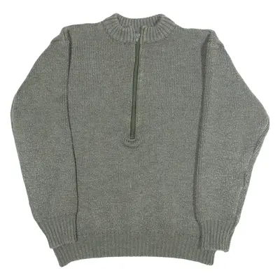 Military Mens Plain Grey Wool 90s Chunky Knit XL