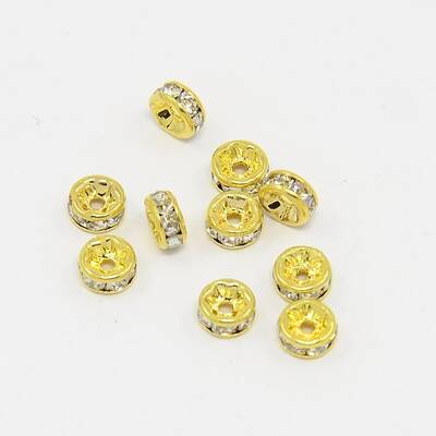 Brass Rhinestone Spacer Beads