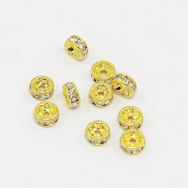 Brass Rhinestone Spacer Beads