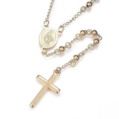 304 Stainless Steel Rosary Bead Necklaces